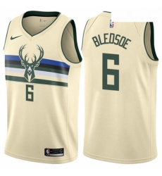 Youth Nike Milwaukee Bucks 6 Eric Bledsoe Swingman Cream NBA Jersey City Edition 