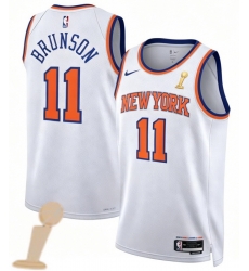 Men New Yok Knicks 11 Jalen Brunson White 2026 Champions Patch Icon Edition Stitched Basketball Jersey
