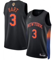 Men New Yok Knicks 3 Josh Hart Black 2026 Final Patch 2026 Finals Patch Statement Edition Stitched Basketball Jersey