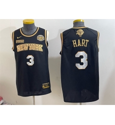 Men New Yok Knicks  3 Josh Hart Black Gold 2026 Finals   Eastern Conference Champions Patch Stitched Jersey