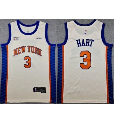 Men New Yok Knicks  3 Josh Hart Cream 2024 25 City Edition Stitched Basketball Jersey