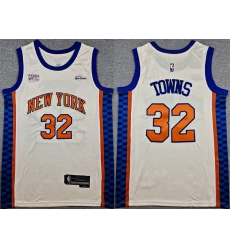 Men New Yok Knicks  32 Karl Anthony Towns Cream 2024 25 City Edition Stitched Basketball Jersey