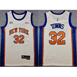 Men New Yok Knicks  32 Karl Anthony Towns Cream 2024 25 City Edition Stitched Basketball Jersey
