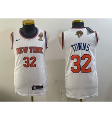 Men New Yok Knicks  32 Karl Anthony Towns White 2026 Finals Patch   Finals Champions Patch Stitched Jersey