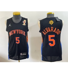 Men New Yok Knicks  5 Jose Alvarado Black 2026 Finals Champions Patch Statement Edition Stitched Jersey