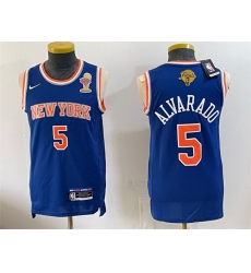 Men New Yok Knicks  5 Jose Alvarado Blue 2026 Finals Patch   Finals Champions Patch Stitched Jersey