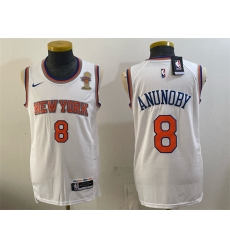 Men New Yok Knicks  8 OG Anunoby White 2026 Finals Champions Patch Stitched Jersey