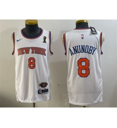 Men New Yok Knicks  8 OG Anunoby White 2026 Finals Champions Patch Stitched Jerseys