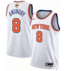 Men New Yok Knicks  8 OG Anunoby White 2026 Finals Patch Icon Edition Stitched Basketball Jersey