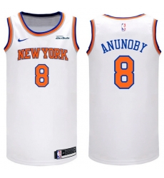 Men New Yok Knicks 8 OG Anunoby White Home Association Edition Stitched Basketball Jersey
