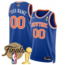 Men New Yok Knicks Active Player Custom Blue 2026 Finals Patch And Finals Champions Patch Icon Edition Stitched Basketball Jersey