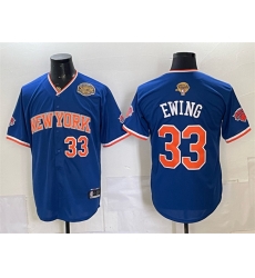 Men New York Knicks  33 Patrick Ewing Royal 2026 Finals   Eastern Conference Champions Patch Stitched Baseball Jersey