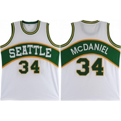 Men Seattle Supersonics 34 Xavier McDaniel White Stitched Basketball Jersey