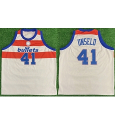 Men Washington Bullets 41 Wes Unseld White Stitched Basketball Jersey Men Washington Bullets 41 Wes Unseld White Stitched Basketball Jersey