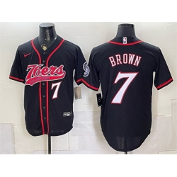 Men-s-Philadelphia-76ers--7-Jaylen-Brown-Black-Cool-Base-Stitched-Baseball-Jersey-495-92292