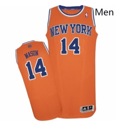 Mens Adidas New York Knicks 14 Anthony Mason Authentic Orange Alternate NBA Jersey