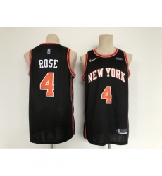 Men's New York Knicks #4 Derrick Rose Black Nike Stitched Basketball City Player Jersey