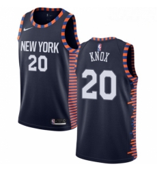 Mens Nike New York Knicks 20 Kevin Knox Swingman Navy Blue NBA Jersey 2018 19 City Edition 