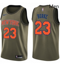 Mens Nike New York Knicks 23 Trey Burke Swingman Green Salute to Service NBA Jersey 