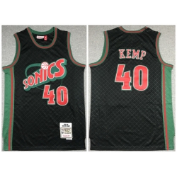 Men Oklahoma City Thunder 40 Shawn Kemp Black 1995 96 Throwback SuperSonics Stitched Jersey