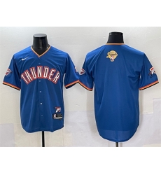 Men Oklahoma City Thunder Blank Blue 2025 Finals Vapor Stitched Baseball Jersey