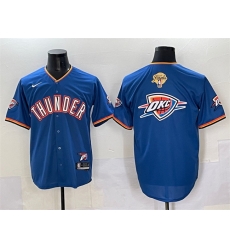 Men Oklahoma City Thunder Team Big Logo Blue 2025 Finals Vapor Stitched Baseball Jersey