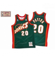 Mens Mitchell and Ness Oklahoma City Thunder 20 Gary Payton Authentic Green SuperSonics Throwback NBA Jersey