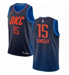 Mens Nike Oklahoma City Thunder 15 Kyle Singler Swingman Navy Blue NBA Jersey Statement Edition