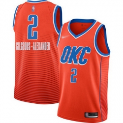 Thunder  2 Shai Gilgeous Alexander Orange Basketball Swingman Statement Edition 2019 2020 Jersey