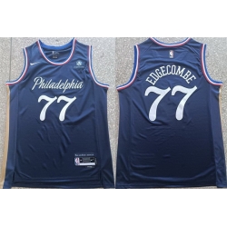 Men Philadelphia 76ers 77 V  J  Edgecombe Navy 2025 26 City Edition Stitched Jersey