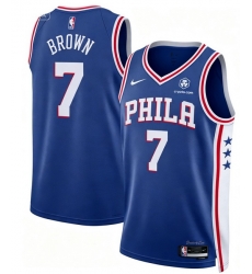 Men Philadelphia 76ers Jaylen Brown #7 Blue Edition Stitched Stitched Jersey