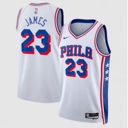 Men Philadelphia 76ers LeBron James Nike White Swingman Jersey Association Edition