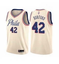 Mens Philadelphia 76ers 42 Al Horford Authentic Cream Basketball Jersey City Edition 