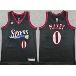 Youth Philadelphia 76ers 0 Tyrese Maxey Black 2025 26 Classic Edition Stitched Jersey