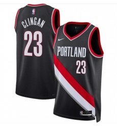 Men Portland Trail Blazers 23 Donovan Clingan Black 2024 Draft Icon Edition Stitched Basketball Jersey