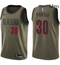 Mens Nike Portland Trail Blazers 30 Terry Porter Swingman Green Salute to Service NBA Jersey