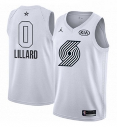 Youth Nike Jordan Portland Trail Blazers 0 Damian Lillard Swingman White 2018 All Star Game NBA Jersey