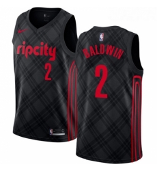 Youth Nike Portland Trail Blazers 2 Wade Baldwin Swingman Black NBA Jersey City Edition 