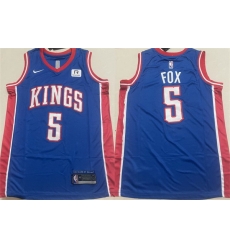 Men Sacramento Kings 5 De 27Aaron Fox Blue Stitched Jersey