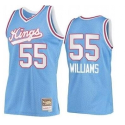 Men Sacramento Kings 55 Jason Williams M&N Hardwood Classic Light Blue Jersey