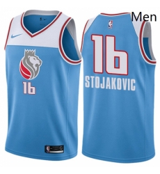 Mens Nike Sacramento Kings 16 Peja Stojakovic Authentic Blue NBA Jersey City Edition 