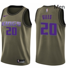 Mens Nike Sacramento Kings 20 Harry Giles Swingman Green Salute to Service NBA Jersey 