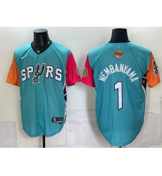 Men San Antonio Spurs  1 Victor Wembanyama Teal 2026 Finals Patch Stitched Baseball Jersey