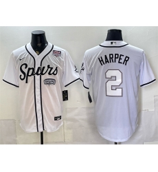 Men San Antonio Spurs  2 Dylan Harper White USA 250  Patch Stitched Baseball Jersey