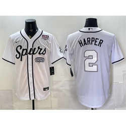 Men San Antonio Spurs  2 Dylan Harper White USA 250  Patch Stitched Baseball Jersey