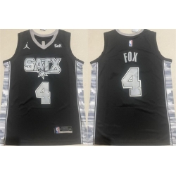 Men San Antonio Spurs 4 De 27Aaron Fox Black 2024 25 Statement Edition Stitched Basketball Jersey