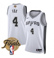 Men San Antonio Spurs  4 De Aaron Fox White 2026 Finals Patch Association Edition Stitched Basketball Jersey
