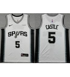 Men San Antonio Spurs  5 Stephon Castle White 2025 26 Association Edition Stitched Basketball Jersey