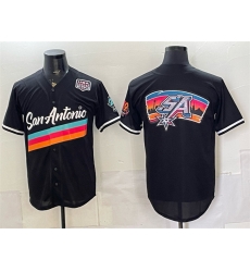 Men San Antonio Spurs Team Big Logo Black USA 250 Patch City Edition Stitched Baseball Jersey Men San Antonio Spurs Team Big Logo Black USA 250 Patch City Edition Stitched Baseball Jersey
