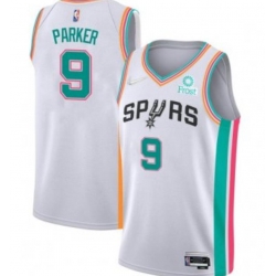 Men San Antonio Spurs Tony Parker 2022 White City Diamond 75th Anniversary Jersey